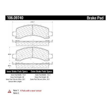 Centric Parts Disc Brake Pad Set, 106.09740, Rear 106.09740