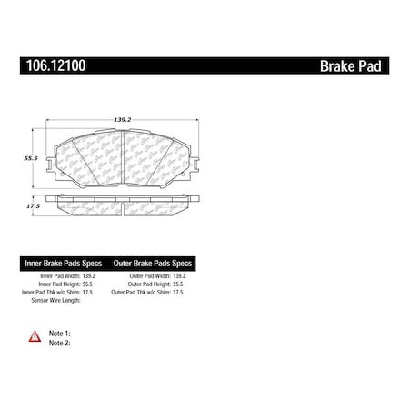 Centric Parts Disc Brake Pad Set, 106.12100 106.12100