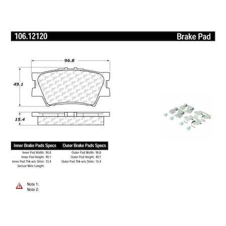 Centric Parts Disc Brake Pad Set, 106.12120 106.12120