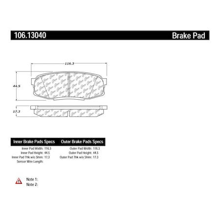 Centric Parts Disc Brake Pad Set, 106.13040 106.13040