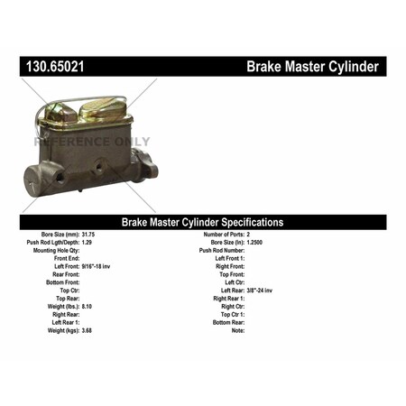 Centric Parts Brake Master Cylinder, 130.65021 130.65021