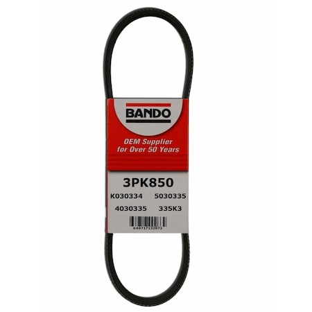Bando Rib Ace Precision Engineered V-Ribbed Belt - Power Steering, 3PK850 3PK850