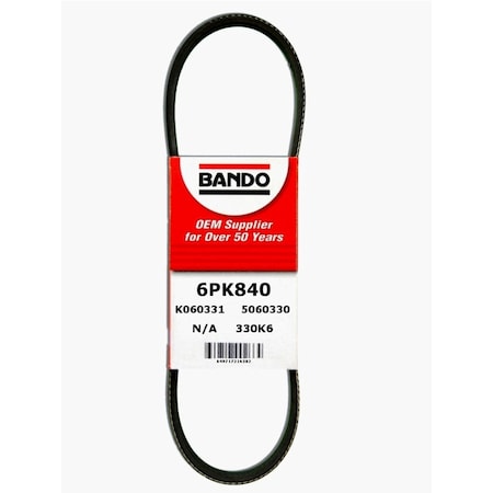 Bando Rib Ace Precision Engineered V-Ribbed Belt - Water Pump, 6PK840 6PK840