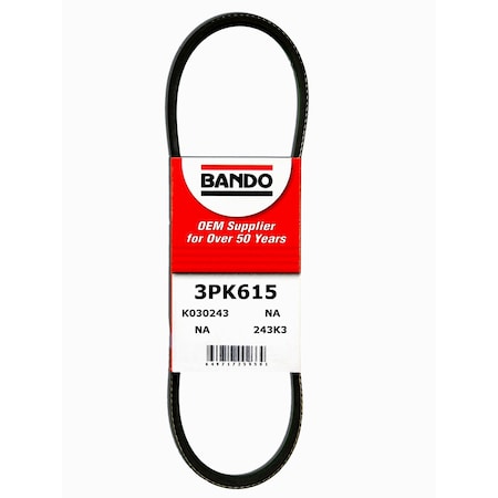 Bando Rib Ace Precision Engineered V-Ribbed Belt - Water Pump, 3PK615 3PK615