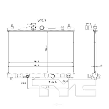 Tyc Radiator 2007-2011 Nissan Versa 1.8L, 13002 13002