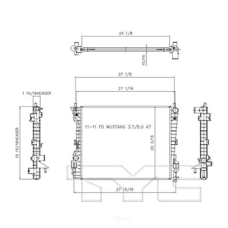 Tyc Radiator 2011-2014 Ford Mustang V6 V8, 13205 13205
