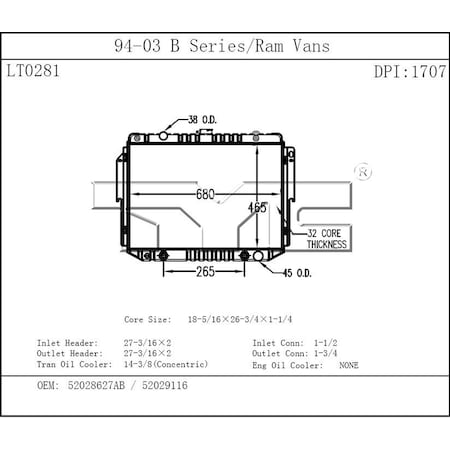 Tyc Radiator, 1707 1707