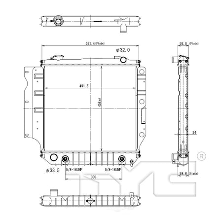 Tyc Radiator 1997-2002 Jeep Wrangler 2.5L, 2102 2102