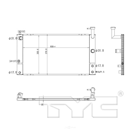 Tyc Radiator 2004-2009 Toyota Prius 1.5L, 2758 2758