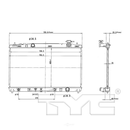 Tyc Radiator 2007-2009 Toyota Camry 2.4L, 2917 2917