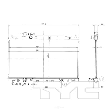 Tyc Radiator 2007-2009 Honda CR-V 2.4L, 2954 2954