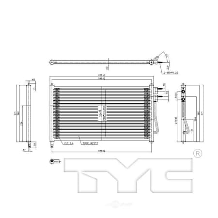 Tyc A/C Condenser 2005-2007 Ford Focus 2.0L 2.3L, 3391 3391