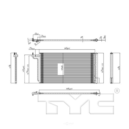 Tyc A/C Condenser 2013-2014 Ford Focus 2.0L, 3981 3981