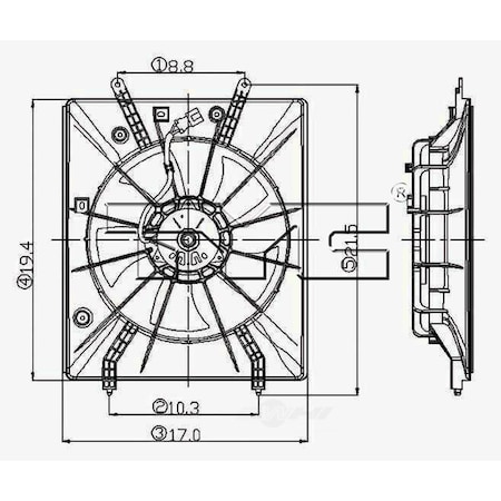 Tyc Engine Cooling Fan Assembly, 600620 600620