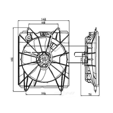 Tyc Engine Cooling Fan Assembly 2007-2009 Honda CR-V 2.4L, 600820 600820