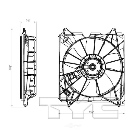 Tyc Engine Cooling Fan Assembly 2013-2015 Honda Accord 2.4L, 601420 601420