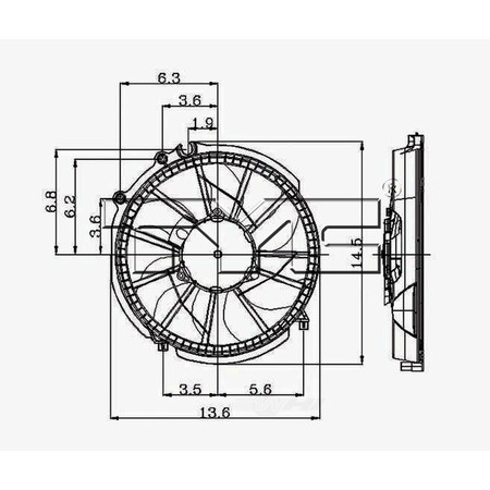 Tyc A/C Condenser Fan Assembly 1996-1999 Ford Taurus, 610310 610310