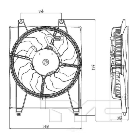 Tyc A/C Condenser Fan Assembly 2007-2008 Hyundai Santa Fe, 611000 611000