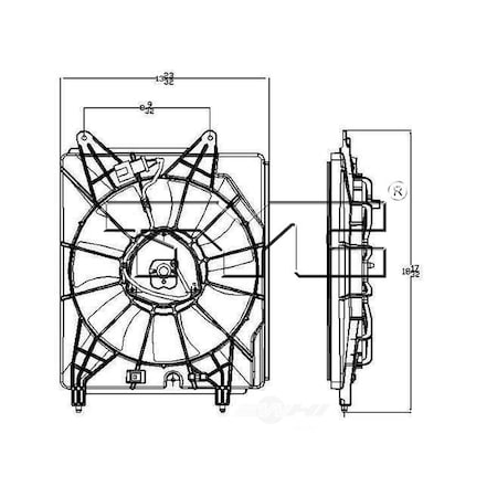 Tyc A/C Condenser Fan Assembly 2007-2008 Honda Element 2.4L, 611200 611200