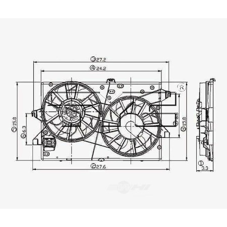 Tyc Dual Radiator and Condenser Fan Assembly 1995-2000 Ford Contour, 620750 620750