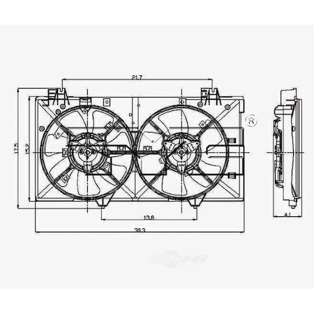 Tyc Dual Radiator and Condenser Fan Assembly 2003-2008 Mazda 6 2.3L, 621170 621170
