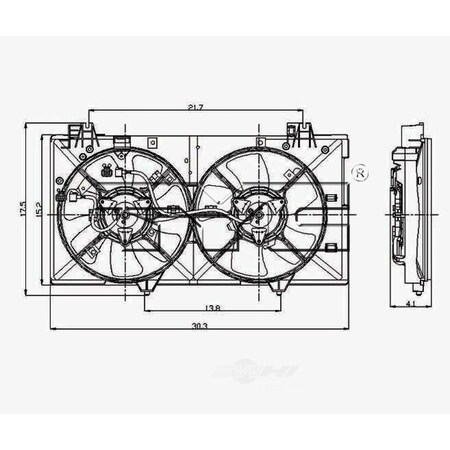 Tyc Dual Radiator and Condenser Fan Assembly 2003-2008 Mazda 6, 621180 621180