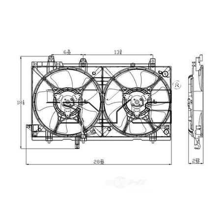 Tyc Dual Radiator&Condenser Fan Assembly 2003-2008 Subaru Forester 2. 621630