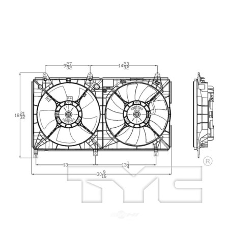 Tyc Dual Radiator and Condenser Fan Assembly, 621650 621650
