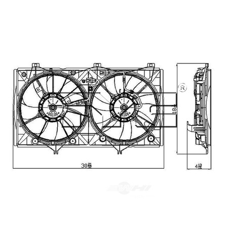 Tyc Dual Radiator&Condenser Fan Assembly 2007-2011 Toyota Camry 2.4L 621900