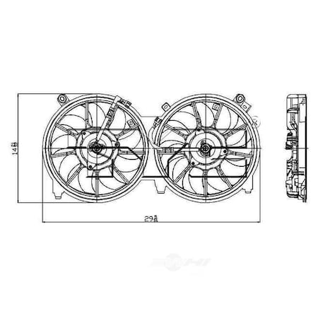 Tyc Dual Radiator & Condenser Fan Assembly 2009-2014 Nissan Maxima, 622150 622150