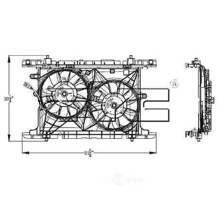 Tyc Dual Radiator & Condenser Fan Assembly 2008-2013 Scion xB 2.4L, 622160 622160