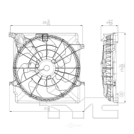 Tyc Dual Radiator and Condenser Fan Assembly, 622620 622620