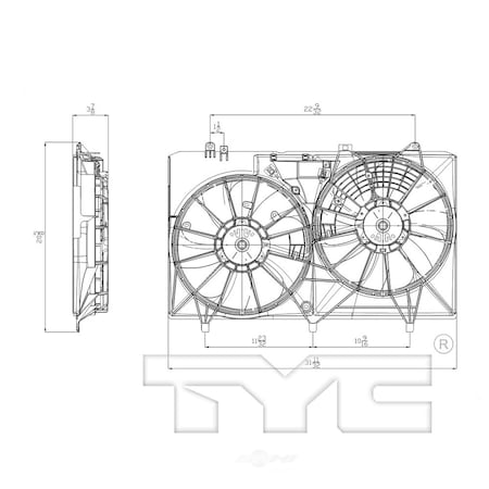 Tyc Dual Radiator and Condenser Fan Assembly 2010-2013 Lexus RX450h, 622680 622680