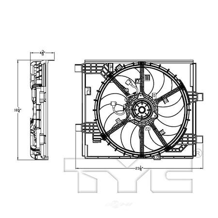Tyc Dual Radiator&Condenser Fan Assembly 2011-2014 Nissan Juke 1.6L, 622960 622960