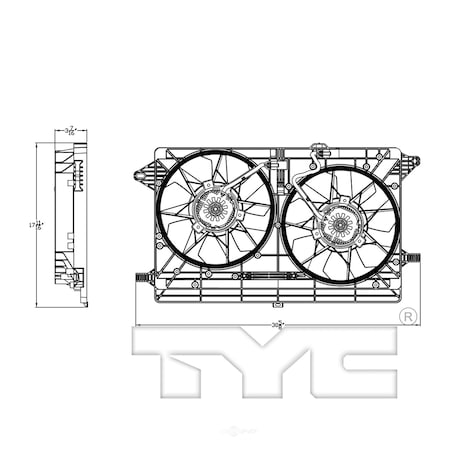 Tyc Dual Radiator&Condenser Fan Assembly 2011-2015 Chevrolet Volt 1. 623170