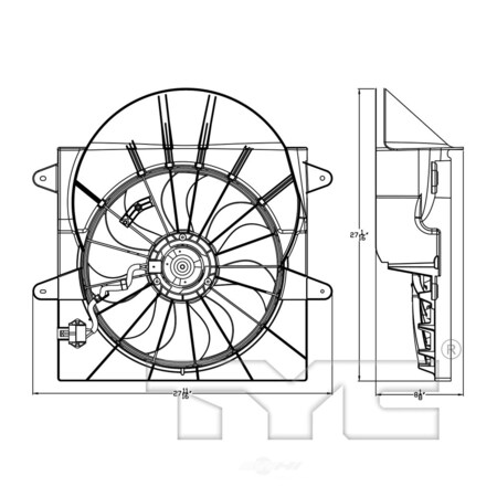 Tyc Dual Radiator and Condenser Fan Assembly, 623360 623360