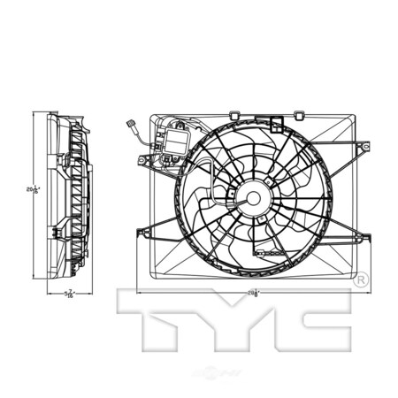Tyc Dual Radiator and Condenser Fan Assembly, 623770 623770