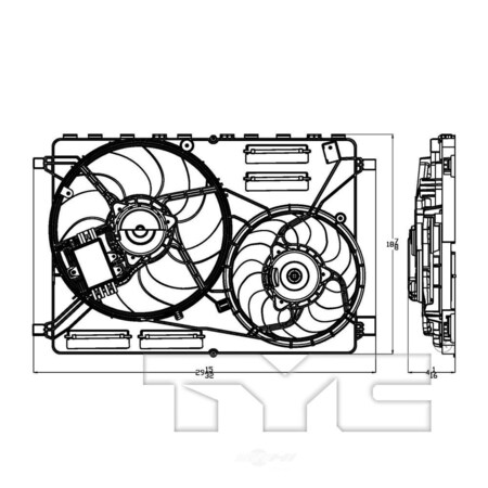 Tyc Dual Radiator and Condenser Fan Assembly, 623840 623840