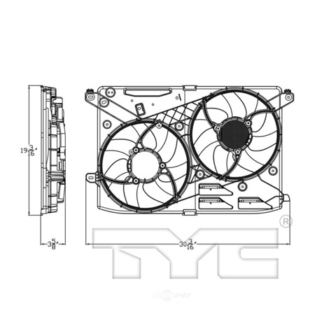 Tyc Dual Radiator&Condenser Fan Assembly 2014-2016 Ford Fusion 1.5L, 623870 623870
