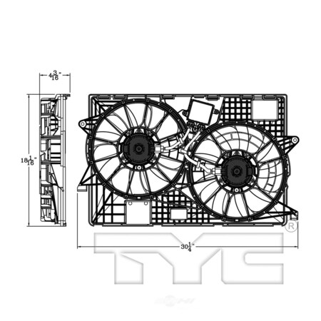 Tyc Dual Radiator & Condenser Fan Assembly 2017-2018 Jeep Cherokee, 623890 623890