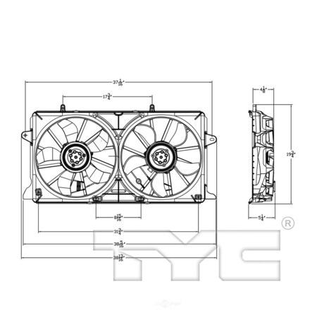 Tyc Dual Radiator and Condenser Fan Assembly, 624050 624050