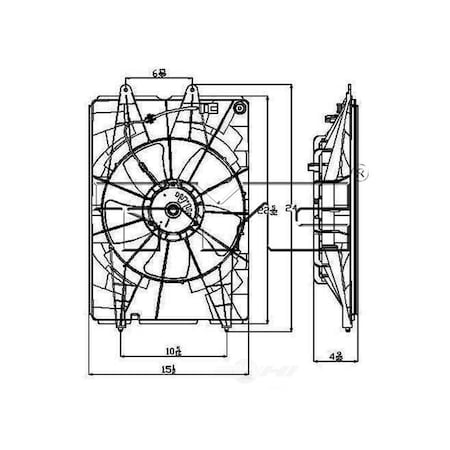 Tyc Engine Cooling Fan Assembly 2006-2008 Honda Ridgeline, 601060 601060