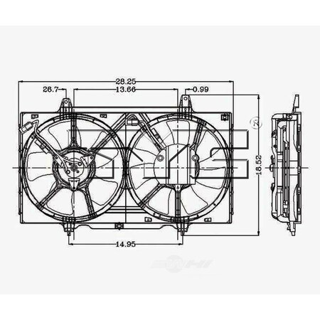 Tyc Dual Radiator and Condenser Fan Assembly, 620040 620040