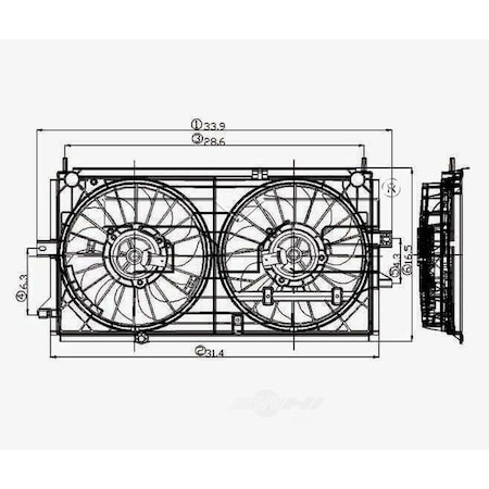 Tyc Dual Radiator and Condenser Fan Assembly, 620380 620380