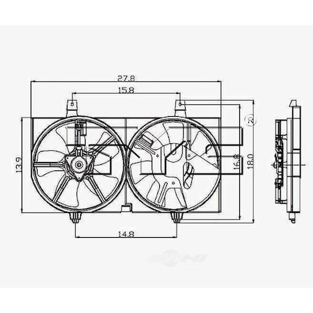Tyc Dual Radiator and Condenser Fan Assembly, 620730 620730