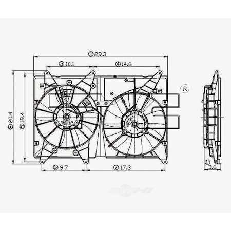 Tyc Dual Radiator and Condenser Fan Assembly, 620810 620810