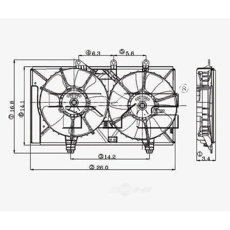 Tyc Dual Radiator and Condenser Fan Assembly, 620820 620820