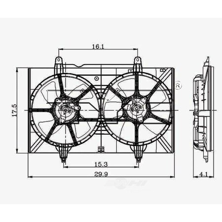 Tyc Dual Radiator and Condenser Fan Assembly, 620940 620940