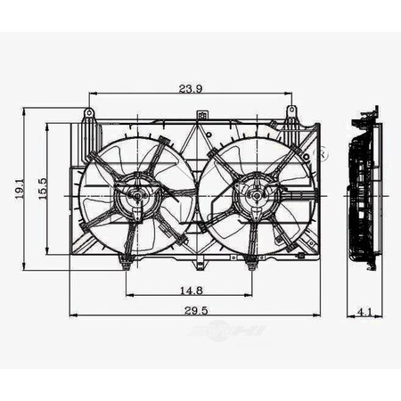 Tyc Dual Radiator and Condenser Fan Assembly, 620980 620980