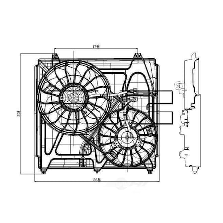 Tyc Dual Radiator and Condenser Fan Assembly, 621040 621040
